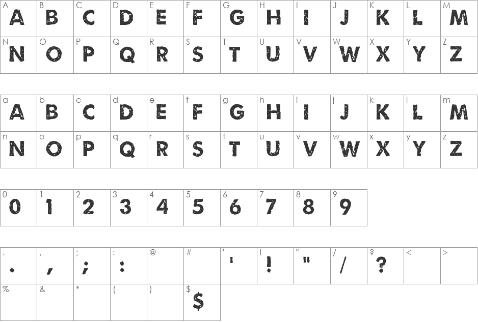 Umbrage font character map preview