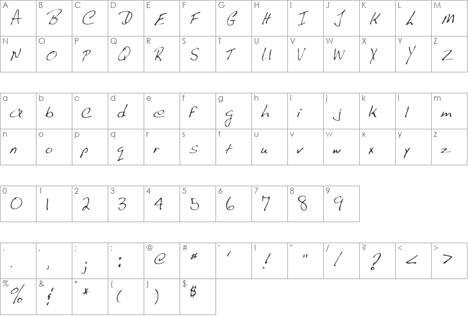 Umpque font character map preview