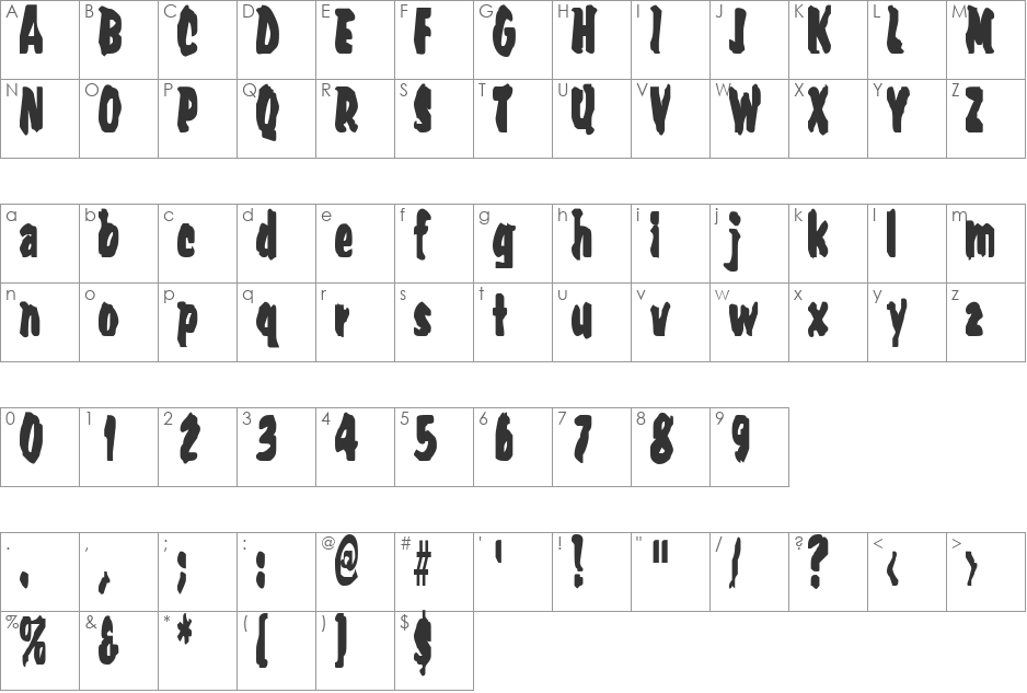 Umpyre font character map preview
