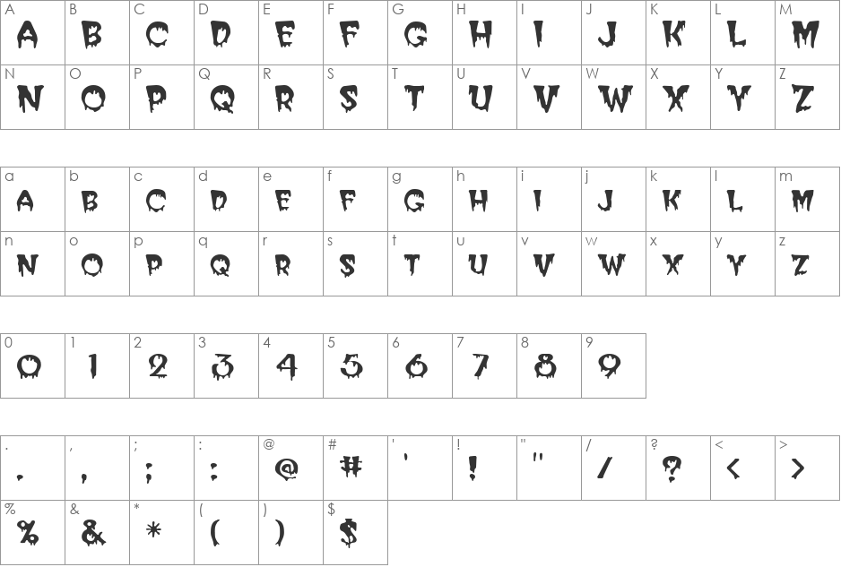 Unchained 1 font character map preview