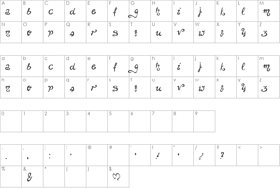 unchanged thoughts$ font character map preview