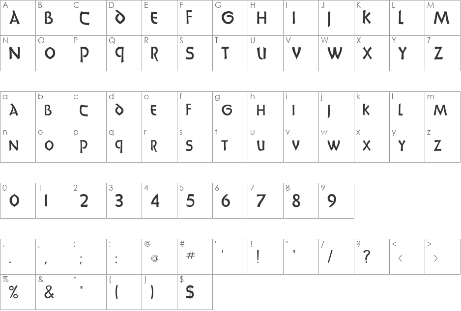 UnciaDis font character map preview