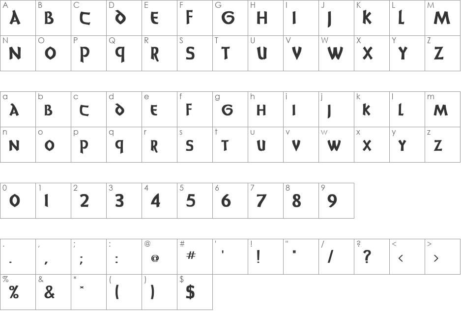 UnciaDis Bold font character map preview