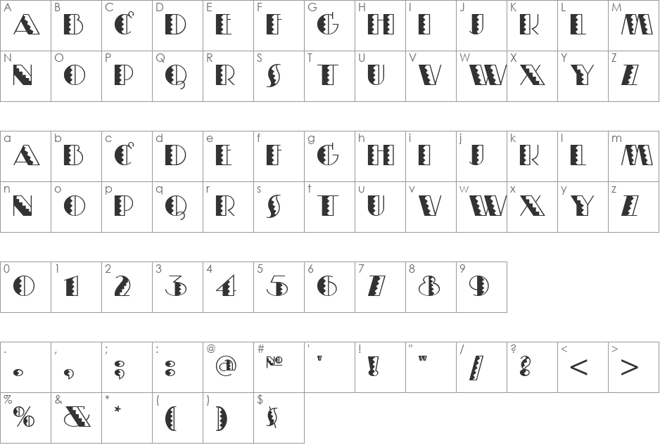 BessieMaeMoochoNF font character map preview
