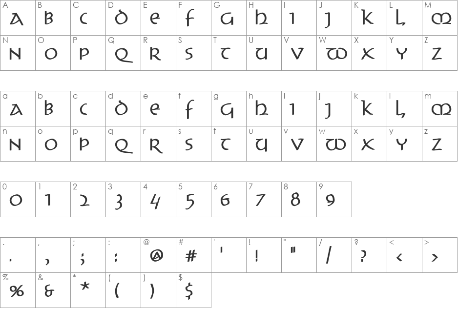 UncitronSwinging font character map preview