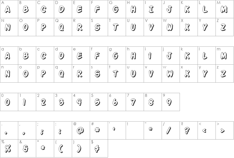 Uncle Joint font character map preview