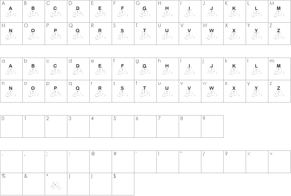 Uncle T font character map preview