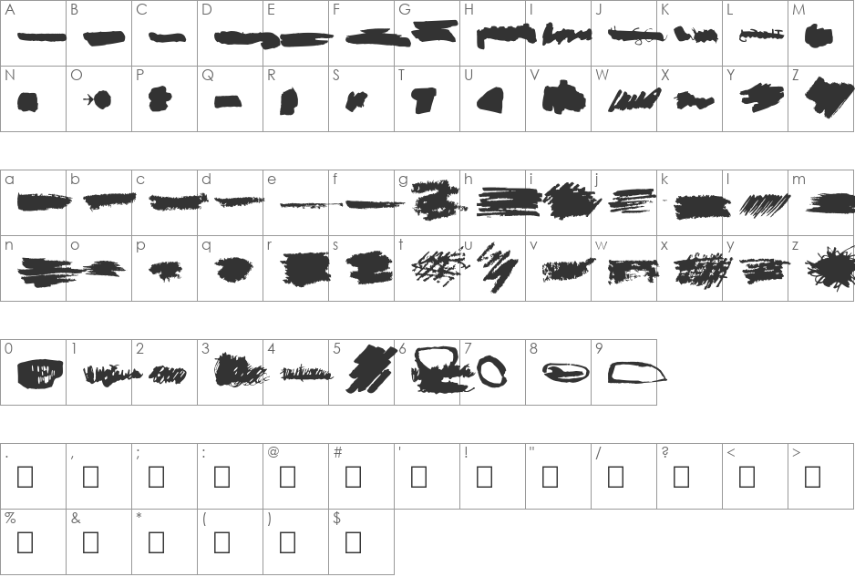 Under font character map preview