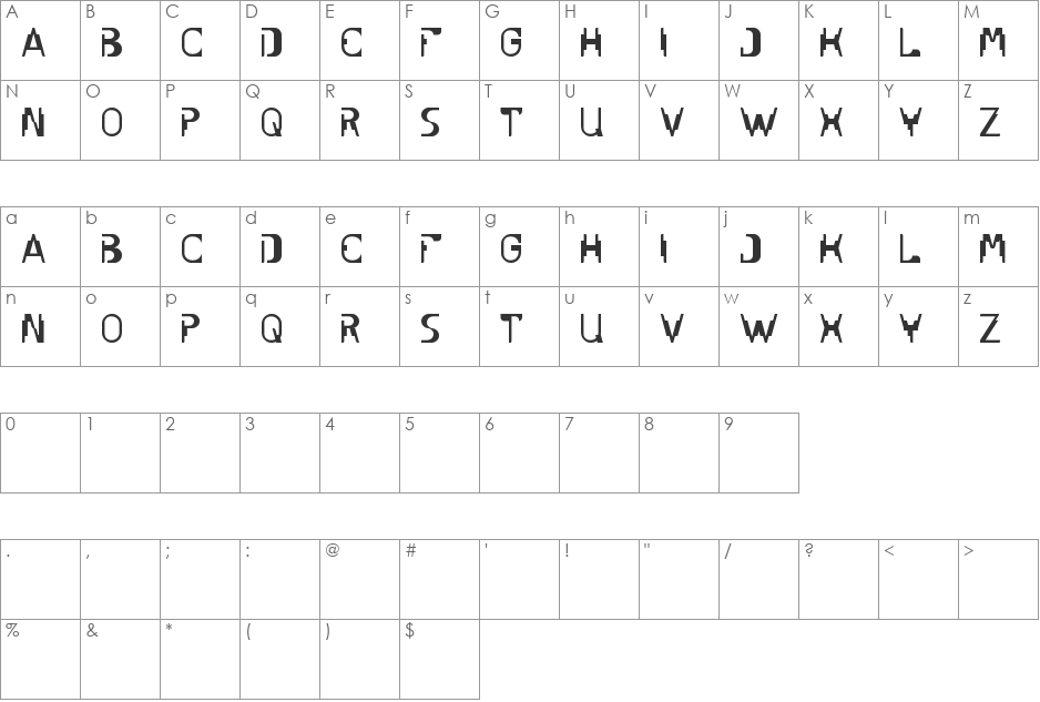 UNDER STAND font character map preview