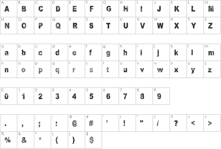 Under the influence font character map preview