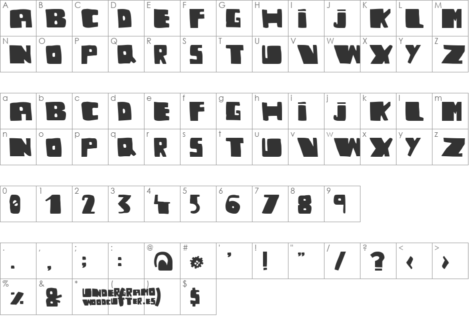 undergramo font character map preview