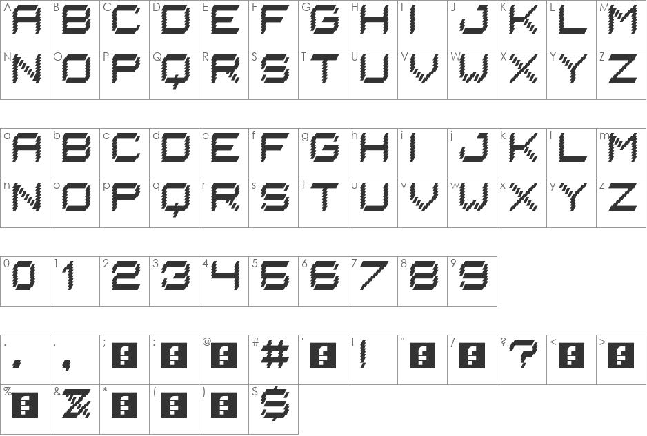 Underground font character map preview