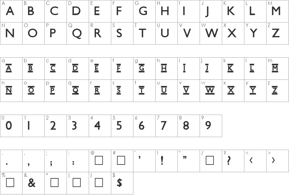 Underground NF font character map preview