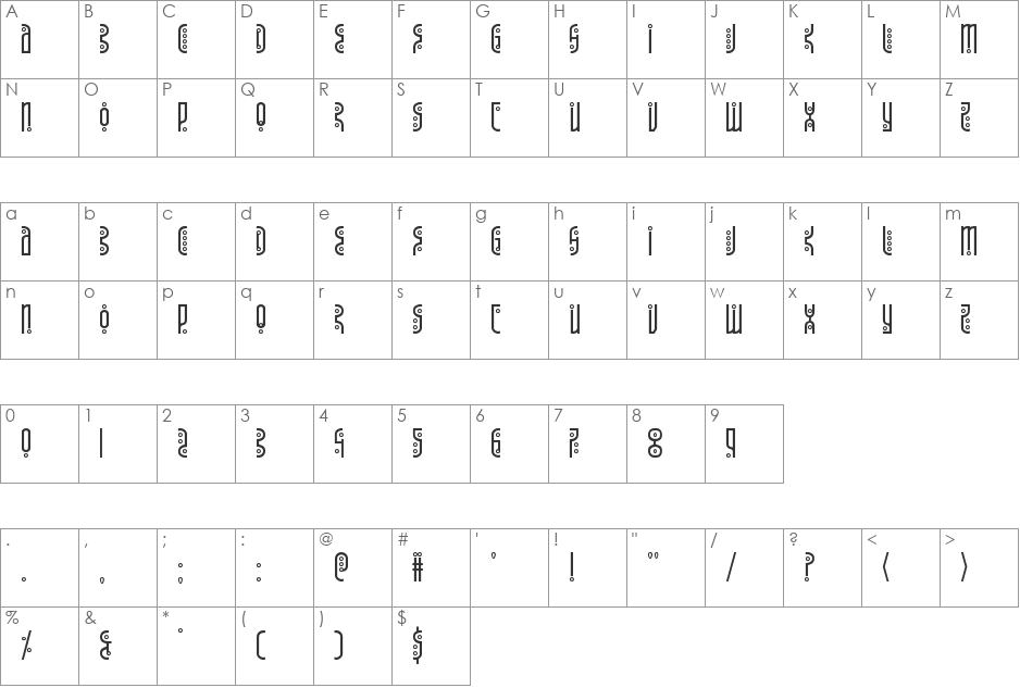 Underground Rose font character map preview