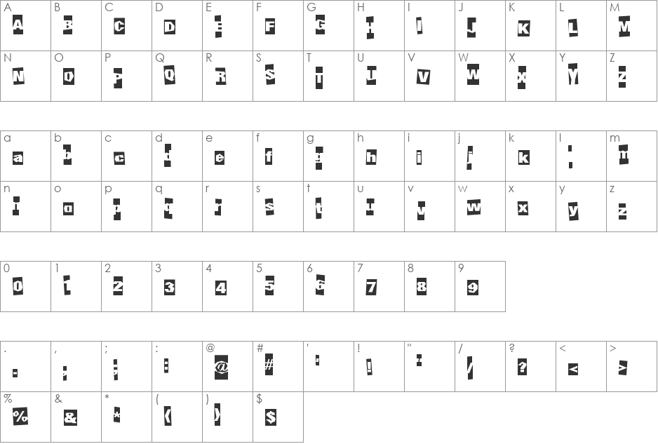 UndergroundEvent font character map preview