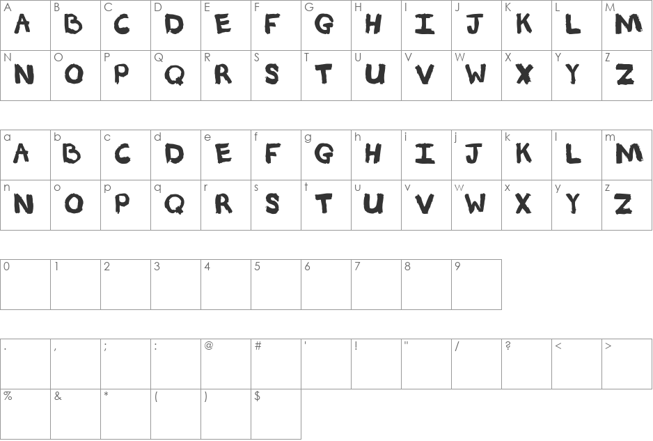 Underpaid Sign Painter font character map preview