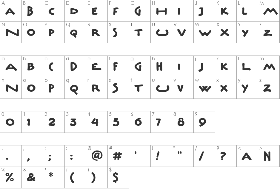 UnderscriptITC TT font character map preview