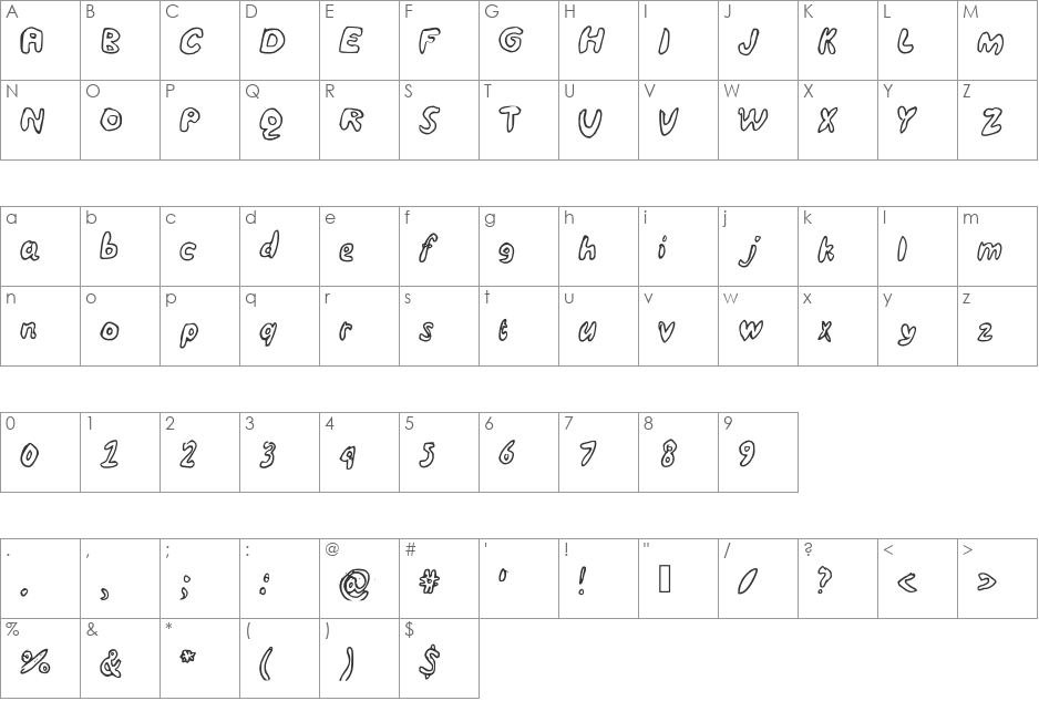 Undersea font character map preview