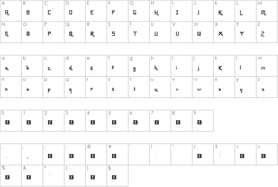 underskore font character map preview