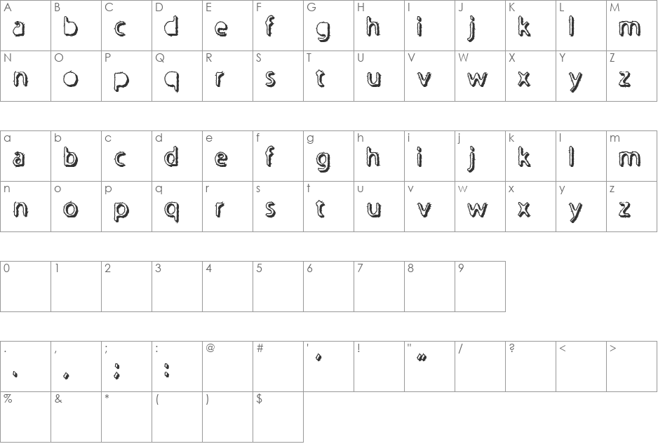 Undertaker font character map preview