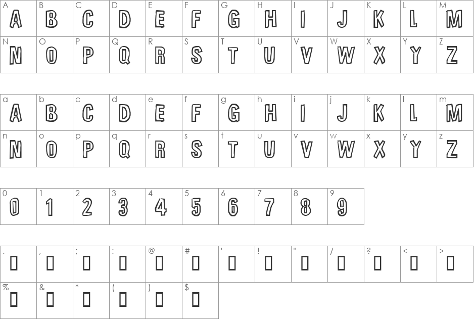 Unfinished Sympahthy font character map preview