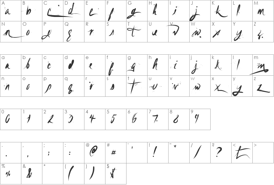 Unfolding Tragedy font character map preview