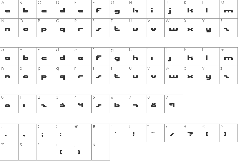 uni-sol font character map preview