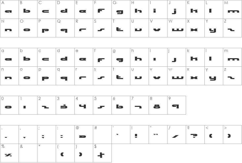 uni-sol expanded font character map preview