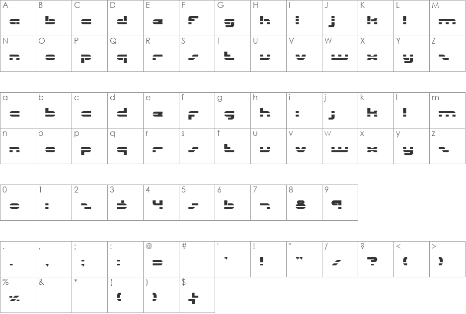 uni-sol laser font character map preview