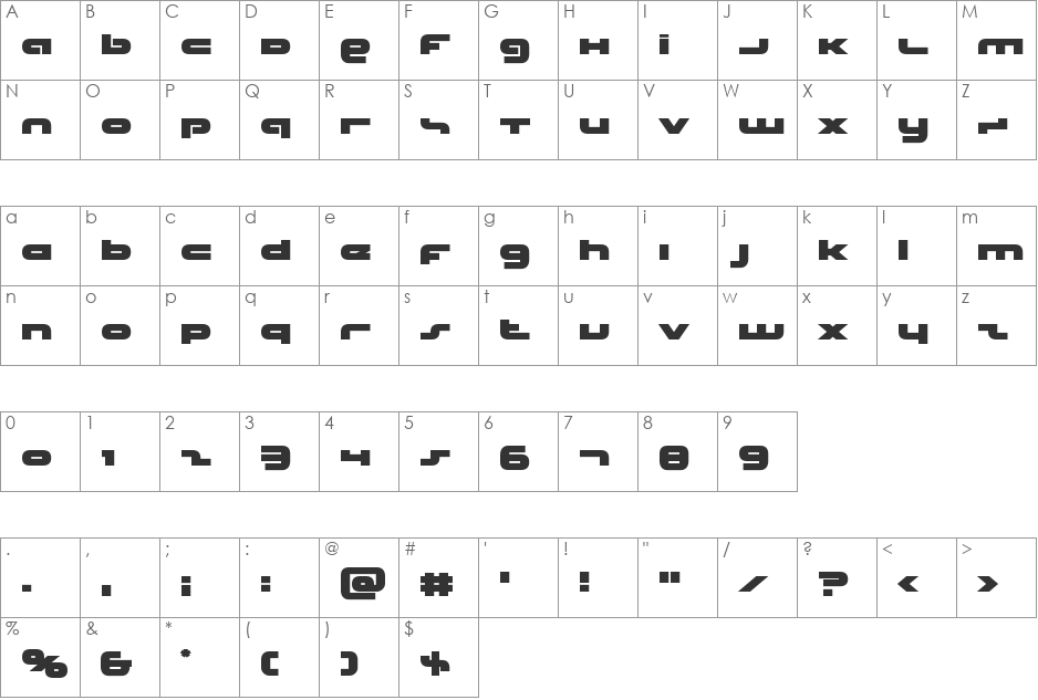 uni-sol Semi-Italic font character map preview