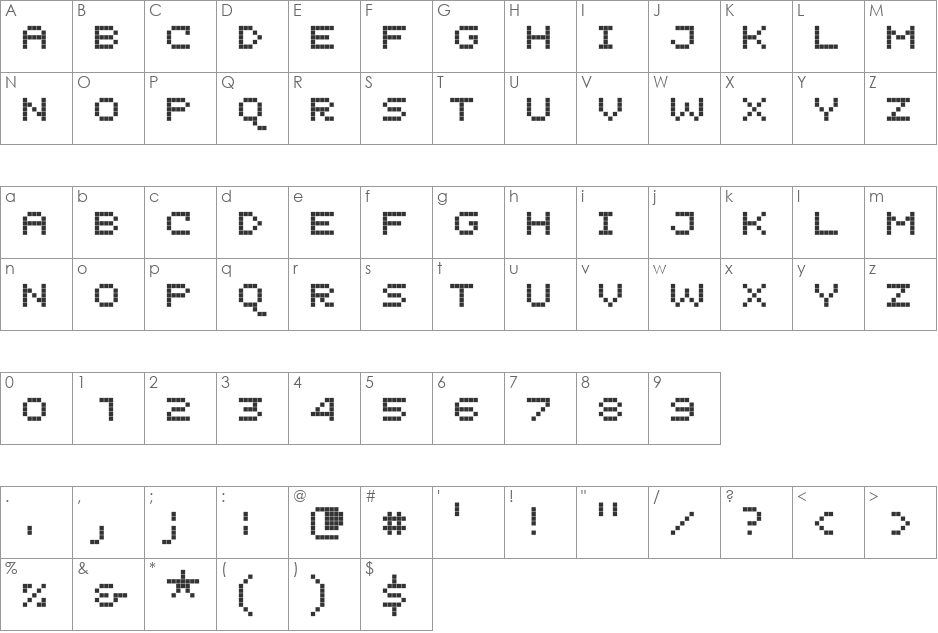 Unibody 8 font character map preview