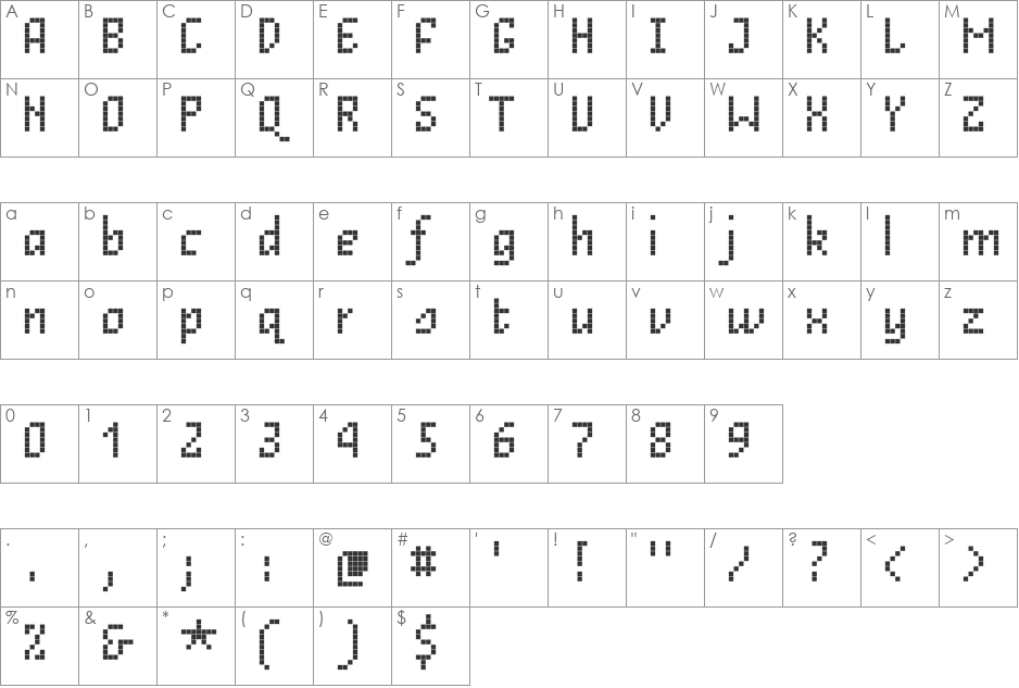 Unibody 8 font character map preview