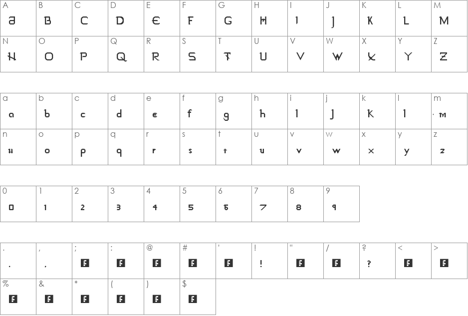 Unicals font character map preview