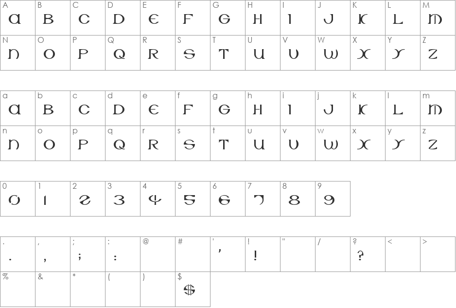 Unicercle Dubissette font character map preview