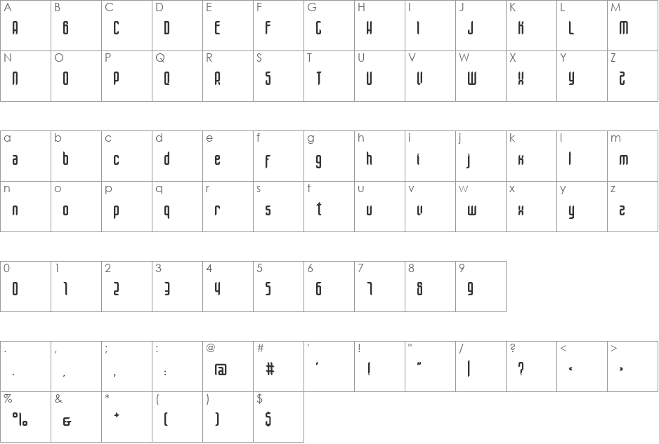 Unik Type 2.0 font character map preview