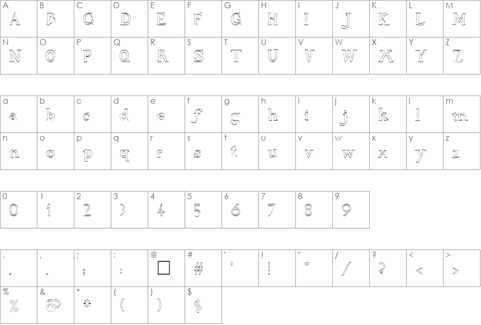 UnikumOpen font character map preview
