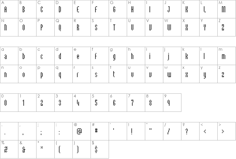 Union font character map preview