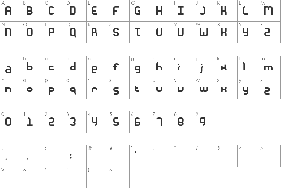 Unionform font character map preview