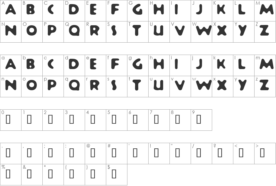 Unipad font character map preview