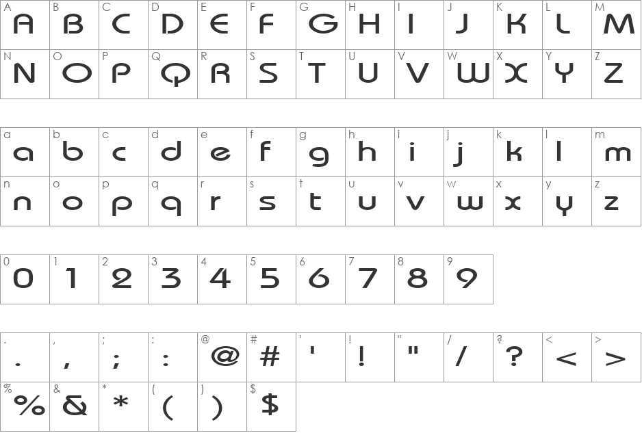 UniqueExtended font character map preview