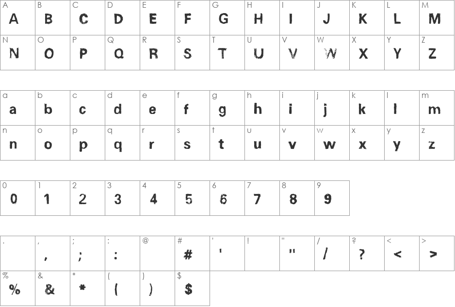 Unisketch_limited font character map preview