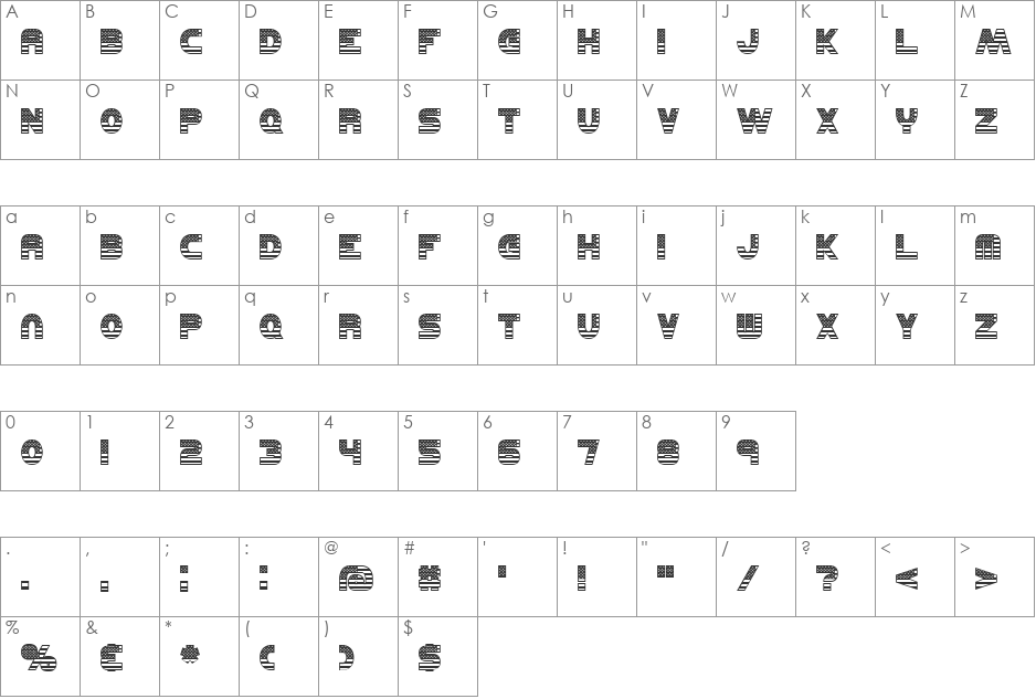 UNITED (BRK) font character map preview