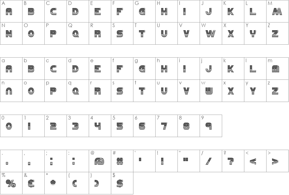 UNITED BRK font character map preview