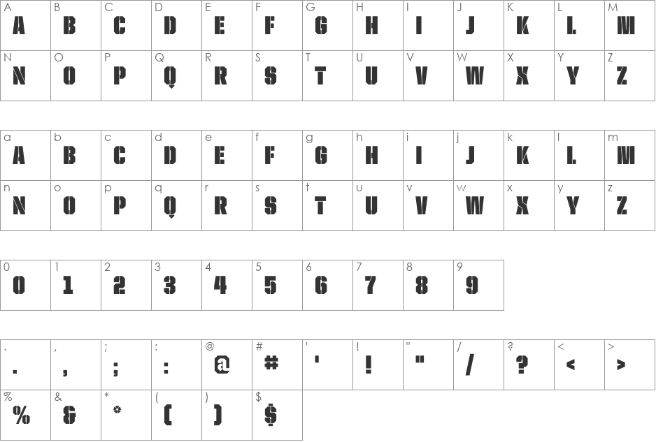 United Sans Cond font character map preview