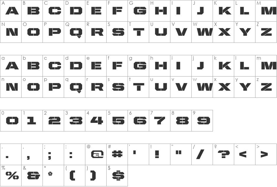 United Sans Ext font character map preview