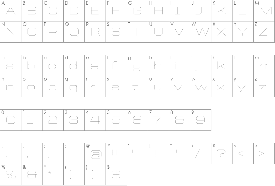 United Sans Ext font character map preview