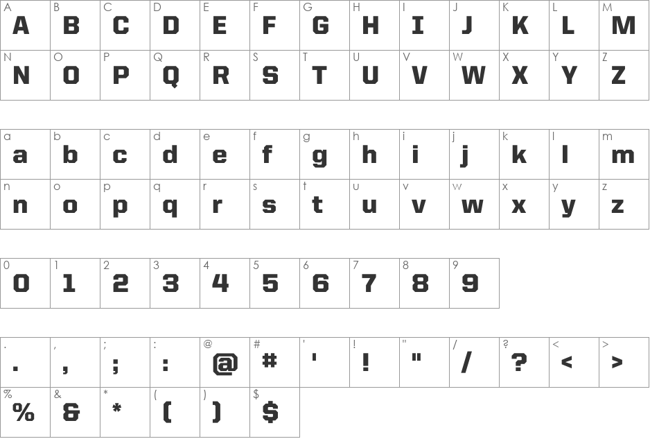 United Sans Reg font character map preview