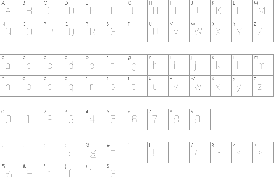 United Sans Reg font character map preview