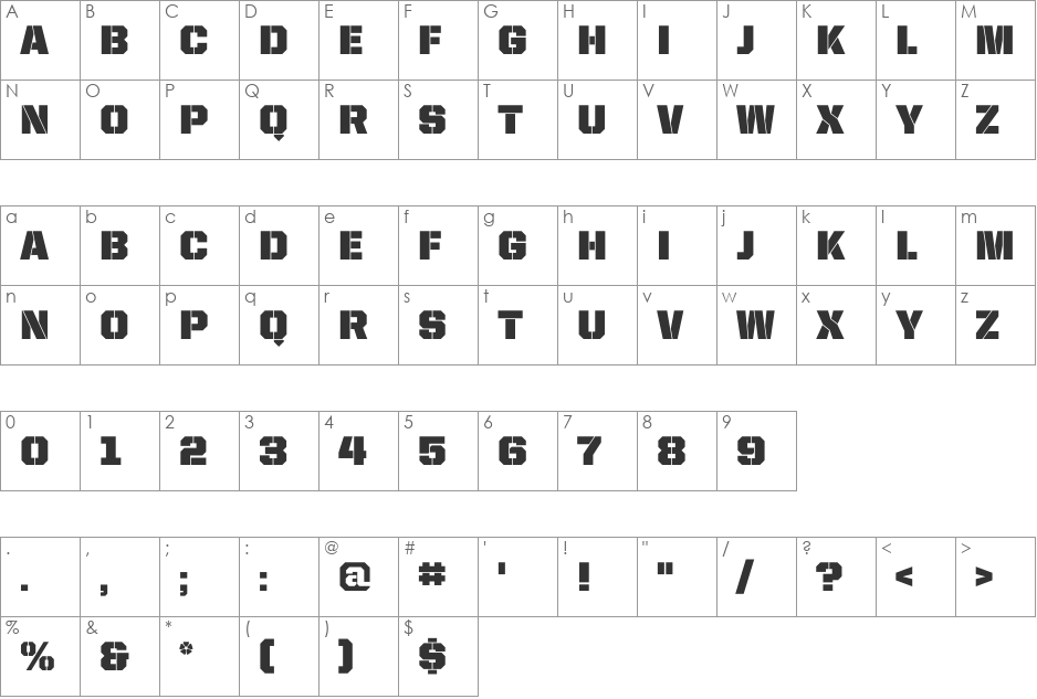 United Sans Reg font character map preview