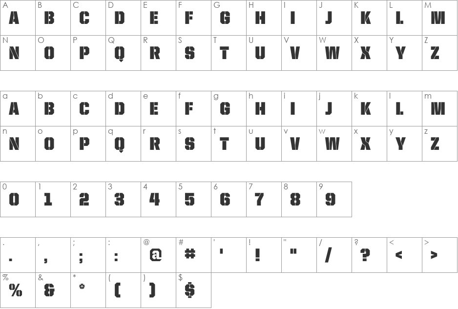 United Sans SemiCond font character map preview